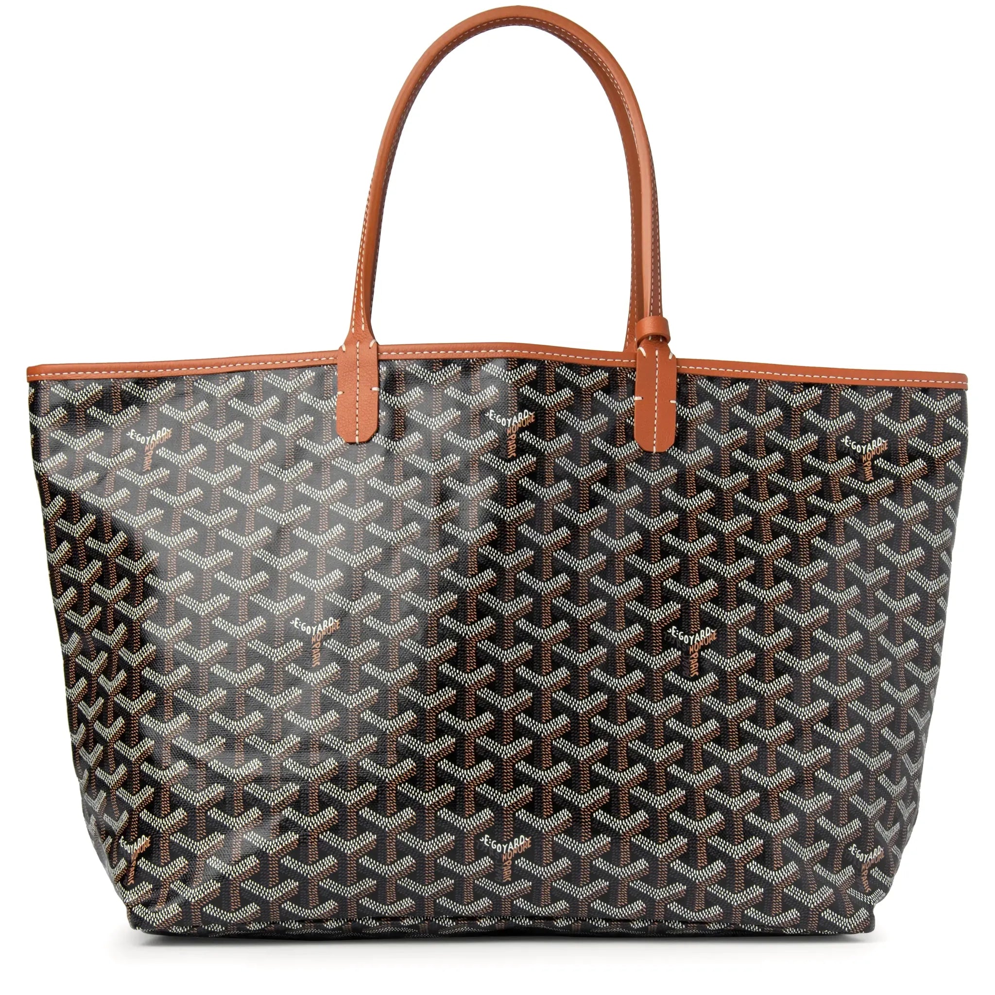 Front View of Goyard Saint Louis GM Tote Bag Black Tan STLOUIGMLTY01CL03P